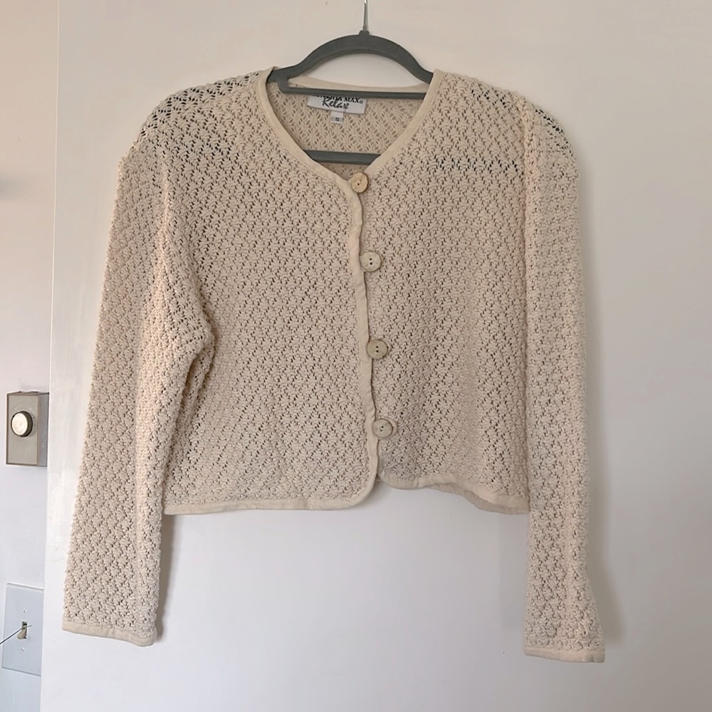 Vintage Cynthia Max Relax Knitted Cropped Cardigan Sweater